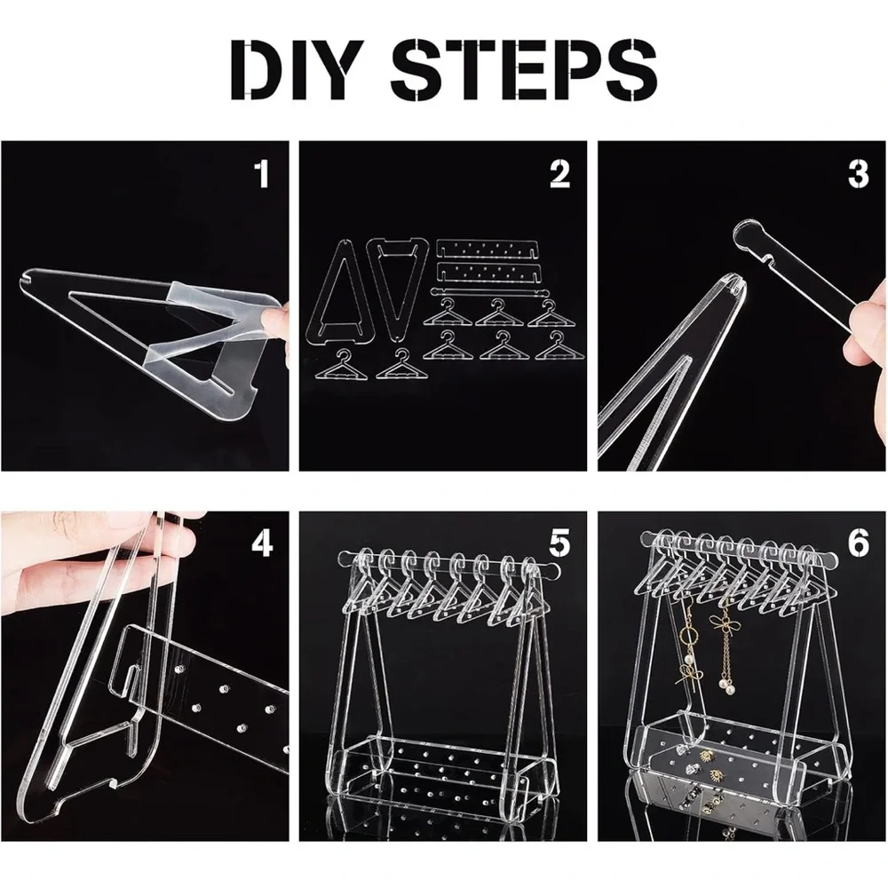 Clear Acrylic Jewelry/Earring Organizer Adorable little hangers NIB